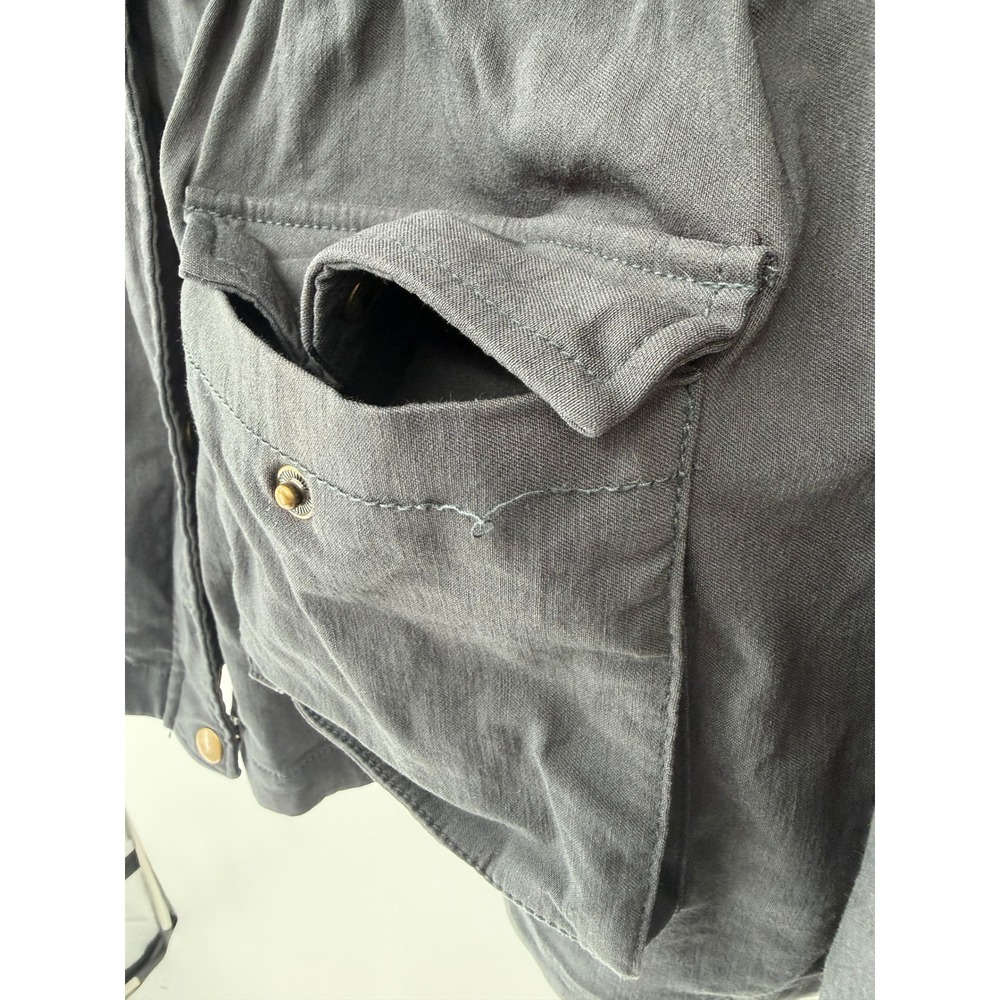 Eden Society Womens Utility Jacket XL Charcoal Gray Hooded Drawstring Waist Coat - Picture 6 of 16